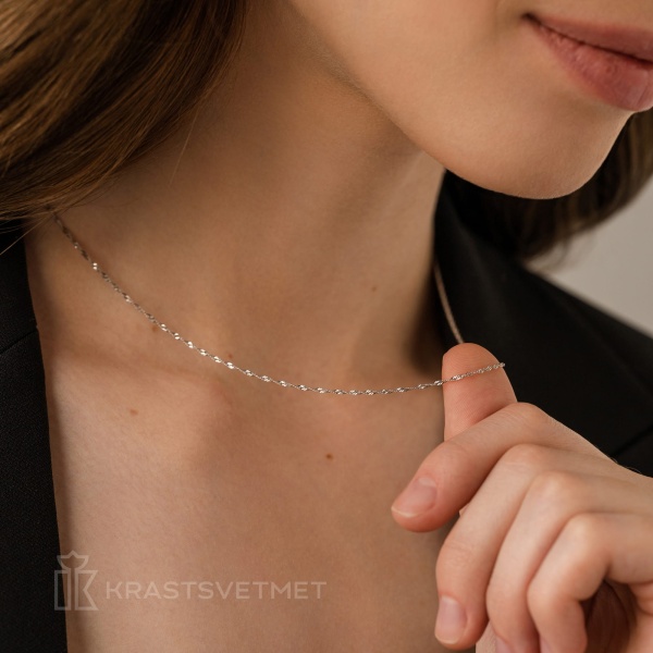 Цепь из белого золота 585, плетение «Сингапур»